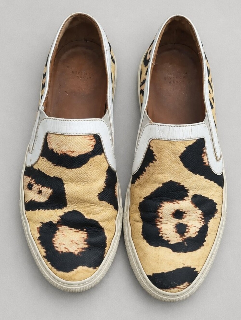 Givenchy Leopard-Print Slip-On Sneakers in Beige, Black & White